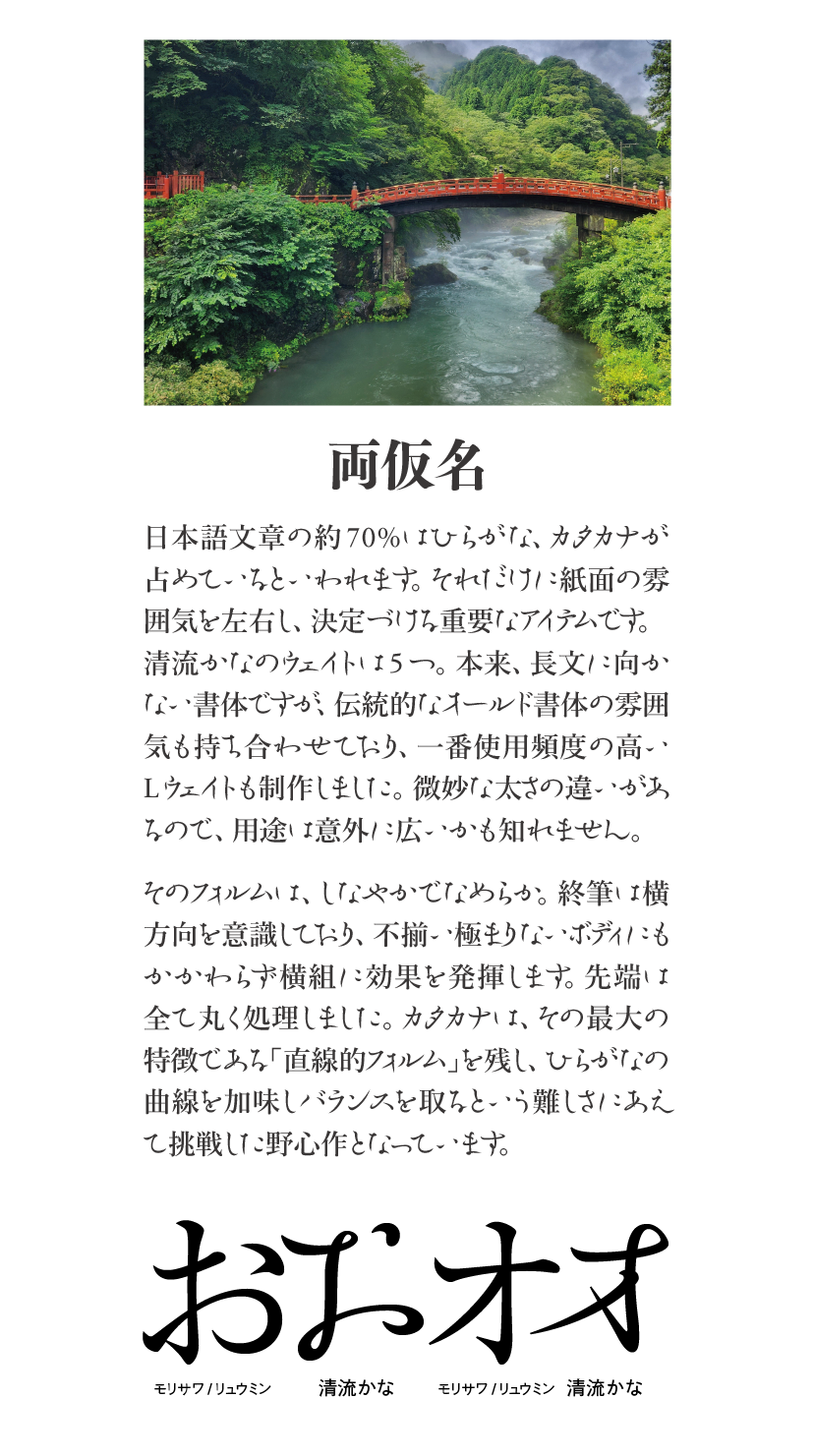 清流かなファミリーの特長 説明文：両仮名